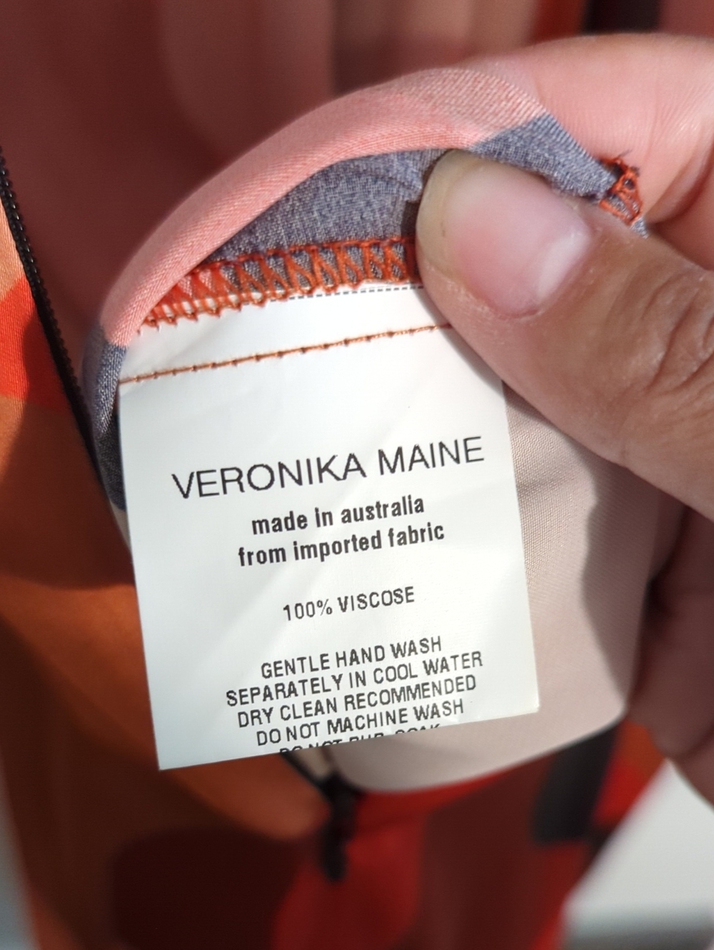 VERONIKA MAINE Abstract Maxi Dress in Burnt Orange, Rust and Navy - Picture 8 of 10